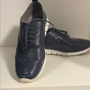 Cole Haan Navy Blue and White sole Oxfords with Lace-Up Design